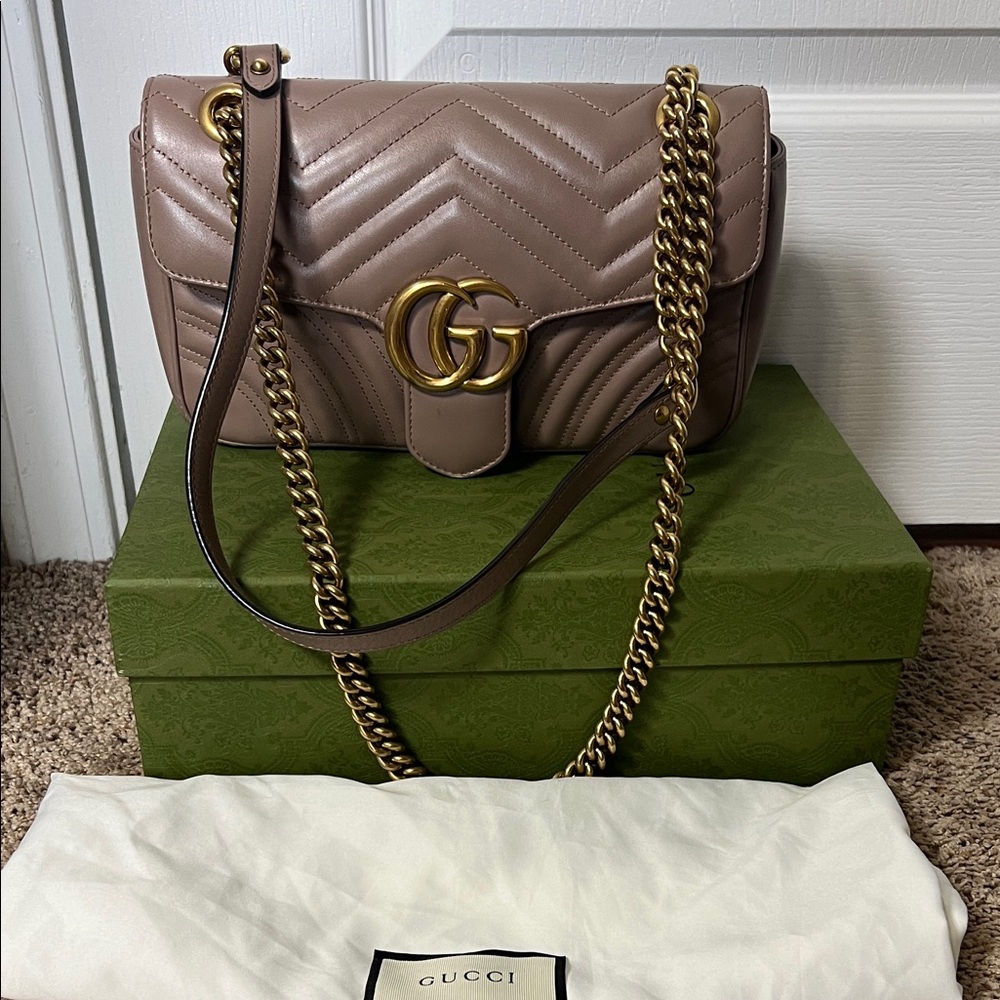 3452 Gucci Marmont Tan Leather Bag